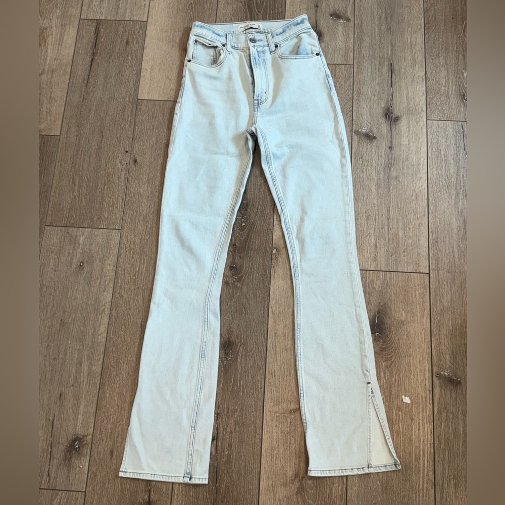 Abercrombie slim straight with slits on bottom. Ultra high rise